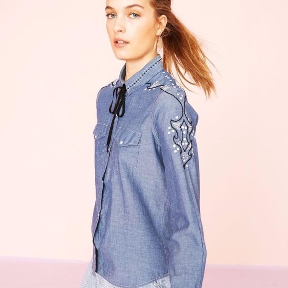 ulla johnson denim top